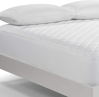 Serta Air Dry Extra Comfort Plus 100% Cotton Fabric Quilted Mattress Pad, Cooling and Breathable Mattress Cover, Moisture Wicking Protection with 18" Deep Pocket, California King, White