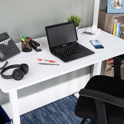 Stand Up Desk Store Electric Compact Standing Desk (White Frame/Matte White Top, 48” Wide)