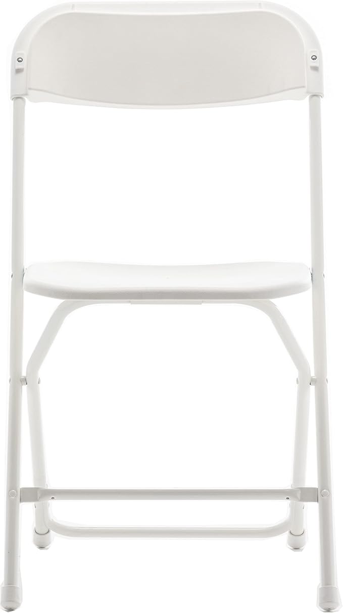 BTEXPERT Set of 100, White Plastic Folding Event Chairs Steel Frame Commercial 650LB High Capacity Lightweight Set for Office Wedding Party Picnic Kitchen Dining Church School