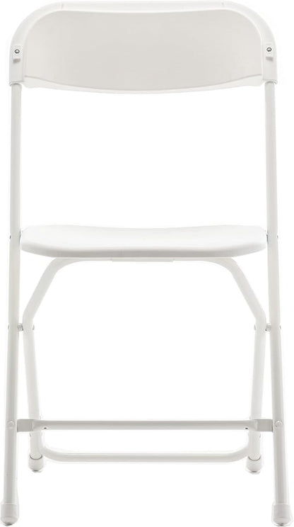 BTEXPERT Set of 4 Pack, White Plastic Folding Chair Steel Frame Commercial High Capacity Event Chair Lightweight Set for Office Wedding Party Picnic Kitchen Dining Church School