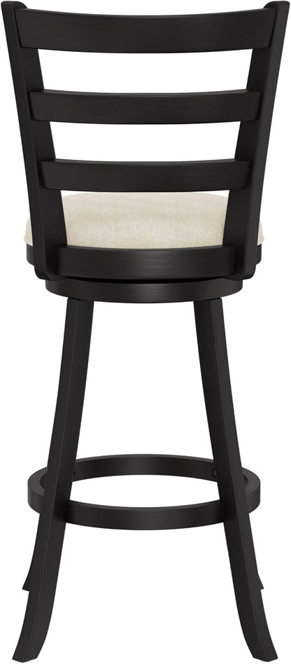 Hillsdale Laymon Modern Wood Swivel Stool with Upholstered Seat, Bar Height, Black