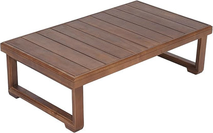 Christopher Knight Home Rammus 2 Pieces Outdoor Conversation Set, Acacia Wood Chat Set, Rectangular Coffee Table and Patio Loveseat Sofa, Slat Design Patio Furniture Set for Garden, Beige + Mocha