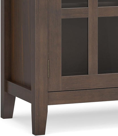 SIMPLIHOME Artisan Buffet - 60 inch Wide Solid Wood 4-Door Sideboard Buffet in Natural Aged Brown, Storage Cabinet for Dining Room or Kitchen with Adjustable Shelves and Square Knobs