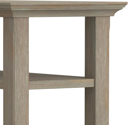 SIMPLIHOME Acadian 14-inch Wide Solid Wood Narrow End Table in Distressed Grey, Transitional-Style Side Table for Living Room, Bedroom, or Family Room with 2 Open Shelves