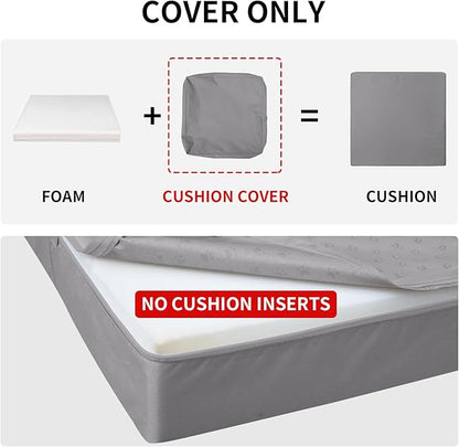 Easy-Going Waterproof Patio Cushion Covers 20x18x4 inch 4 Pack Replacement Non-Slip Outdoor Seat Cushion Slipcover with Zipper. Gray