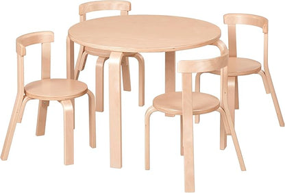 Bentwood Kids Table and Chairs Set, Kids Furniture, Natural, 5-Piece