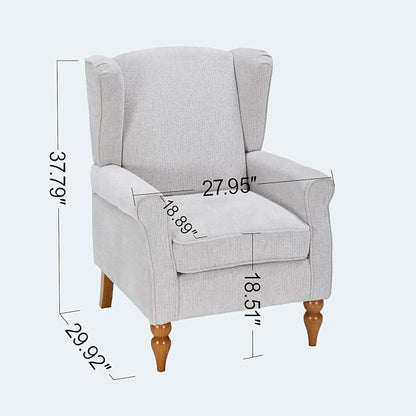 Modern High - Back Accent Chair and Side Table Set - Upholstered Wingback Armchair for Living Room, Bedroom,Office(Beige)