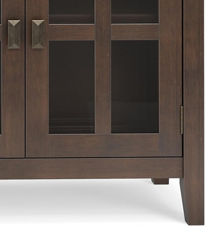 SIMPLIHOME Artisan Buffet - 60 inch Wide Solid Wood 4-Door Sideboard Buffet in Natural Aged Brown, Storage Cabinet for Dining Room or Kitchen with Adjustable Shelves and Square Knobs