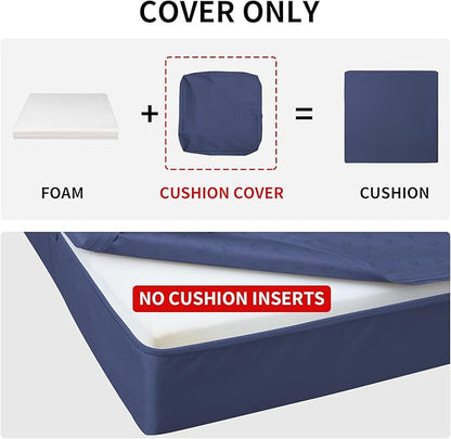 Easy-Going Waterproof Patio Cushion Covers ONLY Cover 22x20x4 inch 4 Pack Replacement Non-Slip Outdoor Seat Cushion Slipcover with Zipper. Navy
