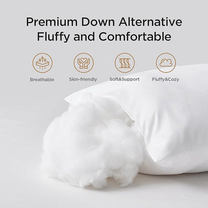 Acanva 28x28 Throw Pillow Inserts Set of 2, Premium Polyester Fiber Fill Square Sham Stuffer Cushion for Sofa, Bed, Couch and Chair, Machine Washable, White