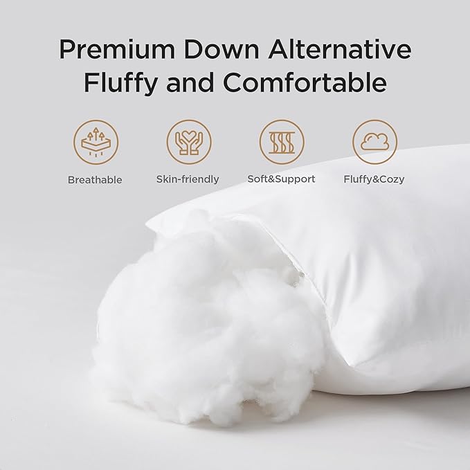Acanva 16x16 Throw Pillow Inserts Set of 2, Premium Polyester Fiber Fill Square Sham Stuffer Cushion for Sofa, Bed, Couch and Chair, Machine Washable, White