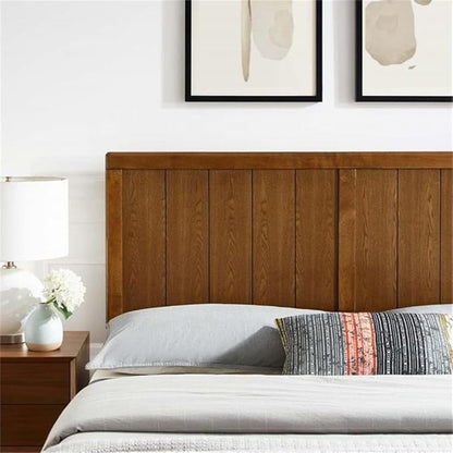 Pemberly Row Queen Modern Rubberwood and MDF Headboard in Walnut