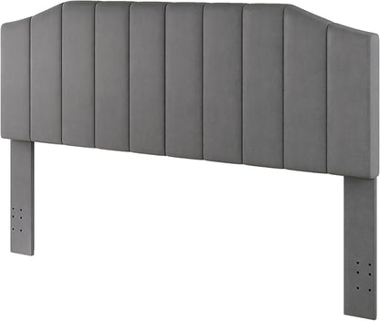 King Size Headboard Only, Velvet Upholstered Headboard King/California King Size Wall Mount and Bed Frame Mount, Featuring High-Density Sponge Padding Easy Assembly Comfort Style-Dark Gray