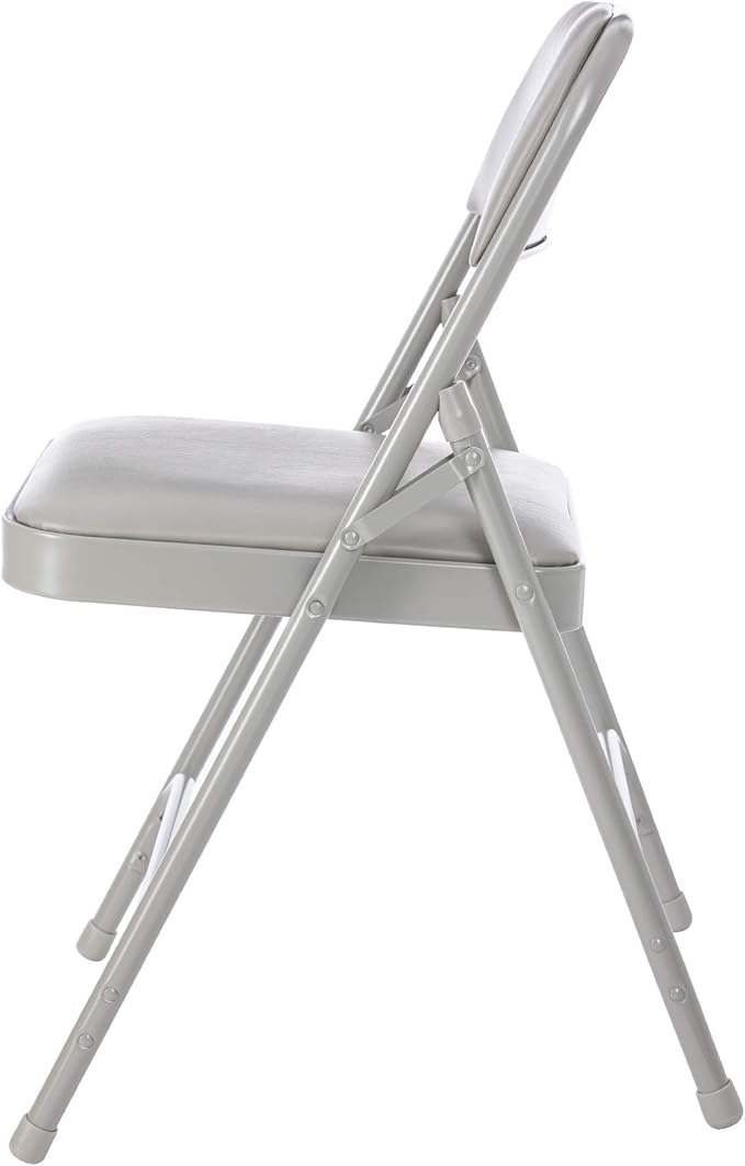 OEF Furnishings OEF1200 Series Premium Heavy Duty Vinyl Padded Folding Chairs, Commercial Grade 500 lb Capacity (4-Pack, Warm Gray)