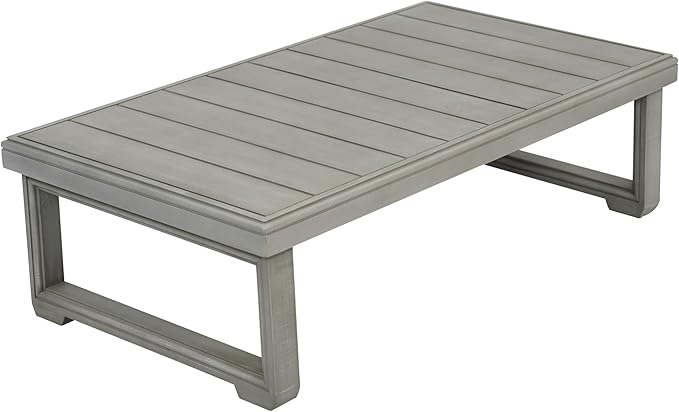 Christopher Knight Home Rammus 2 Pieces Outdoor Conversation Set, Acacia Wood Chat Set, Rectangular Coffee Table and Patio Loveseat Sofa, Slat Design Patio Furniture Set for Garden, Beige + Light Grey