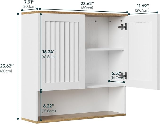Bathroom Wall Cabinet, Medicine Cabinet with Louvered Doors & Adjustable Shelf, Over The Toilet Storage Cabinet for Laundry Room & Kitchen & Living Room