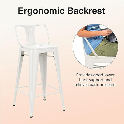 HAOBO Home Metal Bar Stools Set of 2 Low Back Counter Height Barstools 26" Industrial Barstool Patio Stool Metal Kitchen Stools Bar Chairs for Indoor Outdoor