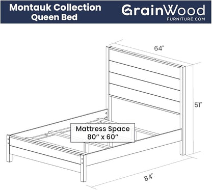 Grain Wood Furniture Montauk Solid Wood Bed, Queen Size, Driftwood
