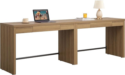 SICOTAS Home Office Executive Desk - 47-Inch Computer Desk with Drawer, Farmhouse Writing Study Desk with Storage,Boho Makeup Vanity Table for Bedroom (Reclaimed Caramel Oak, 2 Pieces)