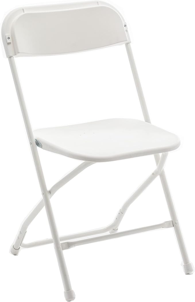 BTEXPERT Set of 4 Pack, White Plastic Folding Chair Steel Frame Commercial High Capacity Event Chair Lightweight Set for Office Wedding Party Picnic Kitchen Dining Church School
