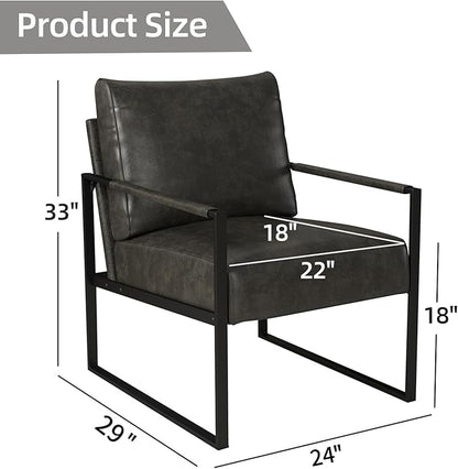 INZOY Accent Arm Chair with Metal Frame Set of 4, Comfy Living Room Chair with Plump Backrest and Cushion, Mid Century Modern Chair with Sturdy Structure, Easy to Clean, Dark Grey