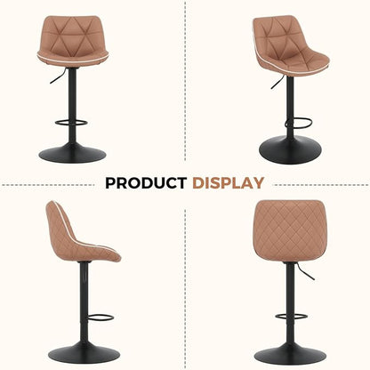 Nalupatio Bar Stools Set of 2, Adjustable Swivel Counter Height Bar Stools with Back, Armless Modern Barstools for Kitchen Island & Home Bar, Upholstered Seat,（Terracotta）