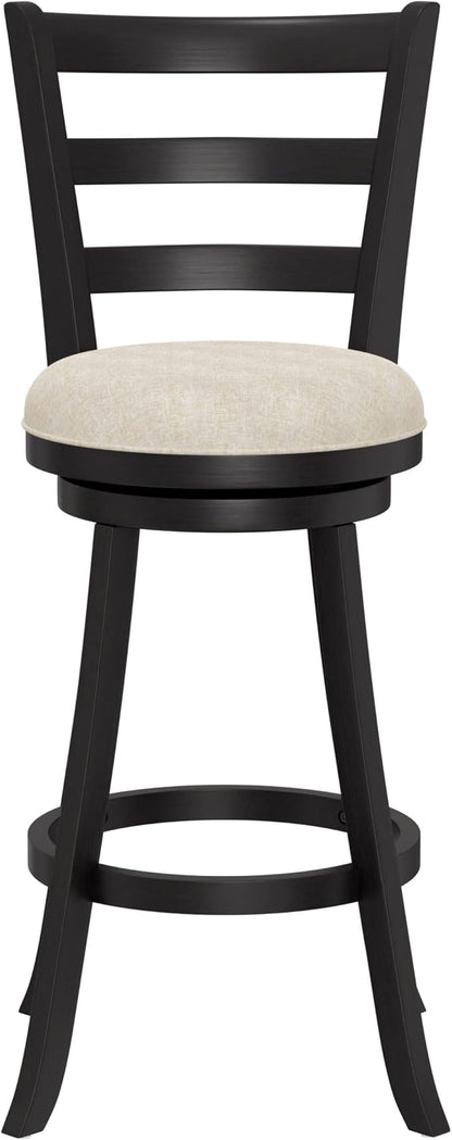 Hillsdale Laymon Modern Wood Swivel Stool with Upholstered Seat, Bar Height, Black
