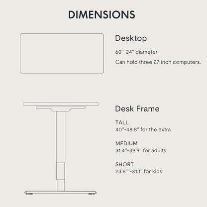 FLEXISPOT E6 Standing Desk 3 Stages Dual Motor Electric 60x24 Inch Whole-Piece Board Height Adjustable Electric Sit Stand Desk(White Frame + Black Desktop, 2 Packages)