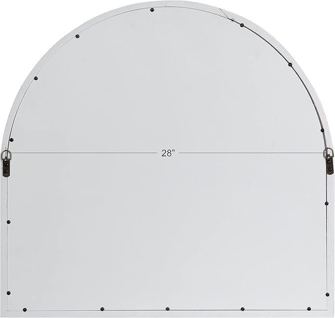 Kate and Laurel Boldmere Modern Farmhouse Wide Windowpane Arched Mirror; 30 x 29; White; Decorative Vintage Inspired Window Mirror for Farmhouse Wall Decor