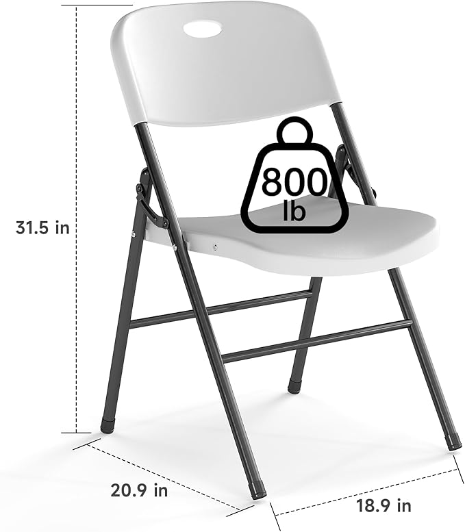 100 Pack Folding Chair, 800 Weight Limit Heavy Duty Plastic Folding Chair Portable Seating for Indoor Outdoor Events, Wedding, Party, Restaurant, Meeting Room White