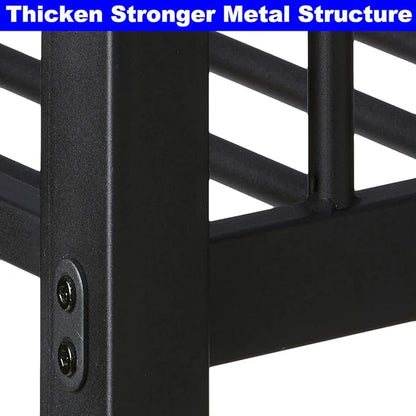 DOONREXS Industrial Style Heavy Duty Metal Queen Bunk Bed, Full XL Over Queen Size with Ladders and Guard Rail, Easy Assembly