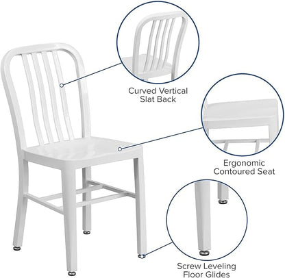 Flash Furniture Commercial Grade White Metal Indoor-Outdoor Chair