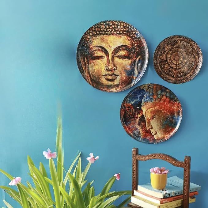 RITUALISTIC Nirvana Iron Wall Art Plates – Set of 3 Decorative Plates | Contemporary Metal Wall Decor | Modern Wall Hanging for Living Room, Bedroom & Home Interiors |Christmas gifts