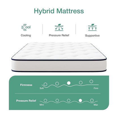 Novilla Twin XL Mattress 6 Inch,Bonnell Spring Hybrid Mattress for Spine Support & Cooling Comfort - Adaptive Foam Layer with Medium Firm- CertiPUR-US Certified for Youth/Guest Rooms