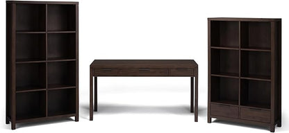 SIMPLIHOME Hollander Desk - 60-Inch Wide Solid Wood Writing Desk in Warm Walnut Brown, Contemporary Home Office Computer Table for Workspace or Study with 2 Drawers and Flip-Down Keyboard Tray