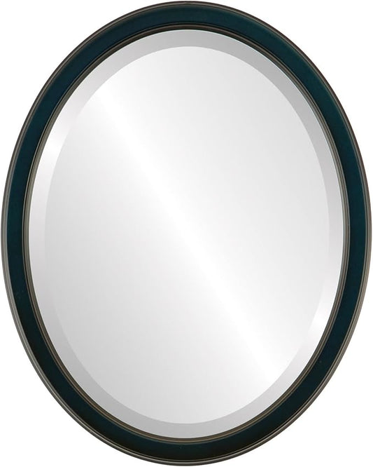 OVALCREST Oval Beveled Wall Mirror for Home Decor - Toronto Style - Royal Blue - 18" x 14"
