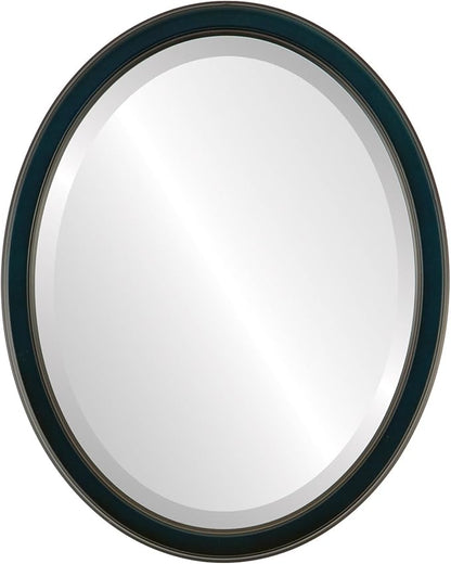 OVALCREST Oval Beveled Wall Mirror for Home Decor - Toronto Style - Royal Blue - 26" x 22"