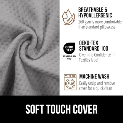 GORILLA GRIP Patent Pending Bed Wedge Pillow Headboard Gap Filler, US Designed, Comfortable Supportive High Density Foam Pillows, Stay in Place Gripping Dots, Wedges Between Mattress, Full Size Gray