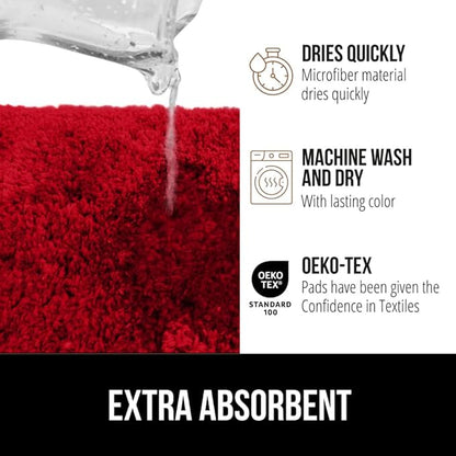 GORILLA GRIP Bathroom Rugs, 42x24, Ultra Soft Absorbent Mat, Thick Plush Bath Rug, Machine Washable, Microfiber Quick Dry, Mats for Shower, Bathtub and Floor, Home Decor Accessories, Red