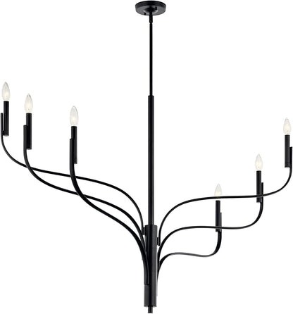 KICHLER Livadia 6-Light Chandelier, Soft Modern-Light in Black, for Foyer, Great Room, or Vaulted Dining or Bedroom (33.25" x 47.25"), 52674BK