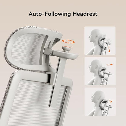 Newtral Office Chair Ergonomic with Footrest, Auto-Following Lumbar Support, High Back Desk Chair with 4D Armrest,136° Tilt Lock, Adjustable Seat Depth & Height (Supreme, Grey)