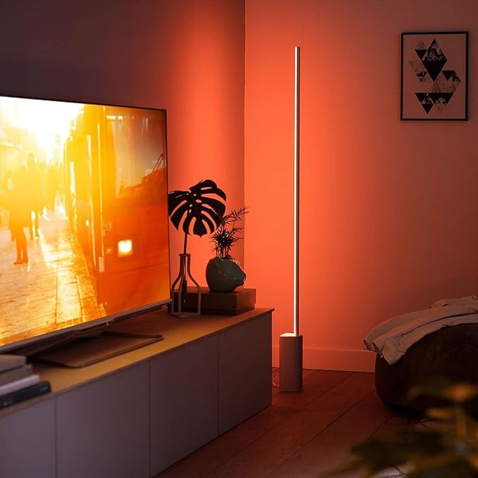 Philips Hue Signe Smart Color Changing Floor Lamp, Black, White and Color Ambiance, Pack of 1, Control with Hue App, LED Floor Lamp Works with Alexa, Google Assistant, and Apple Homekit