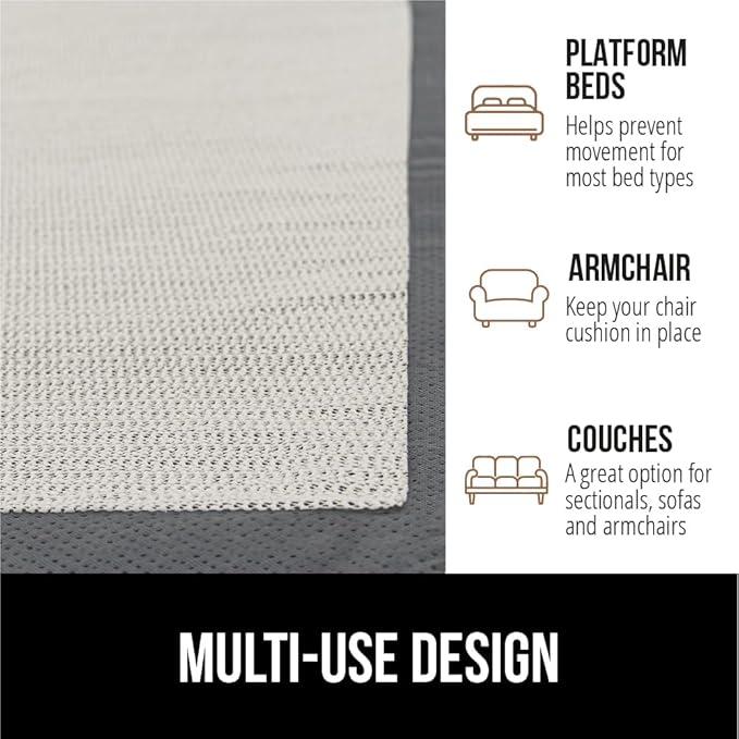 GORILLA GRIP Non Slip Mattress Gripper, Prevents Mattresses from Sliding and Holds Bed in Place, Pad Grips Beds, Sofa, Couch, Chair Cushions and Helps Keep Topper from Slipping, Easy Trim Pads