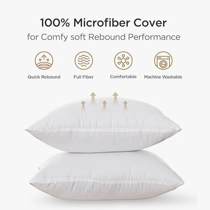 Acanva 28x28 Throw Pillow Inserts Set of 4, Premium Polyester Fiber Fill Square Sham Stuffer Cushion for Sofa, Bed, Couch and Chair, Machine Washable, 28x28 Inch(for 26x26 Cover), White 4 Count