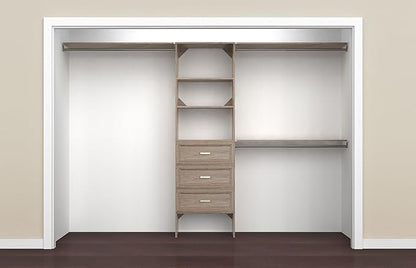 ClosetMaid SuiteSymphony Closet Organizer with Shelves and 3 Drawers, 25-Inch-Natural Gray