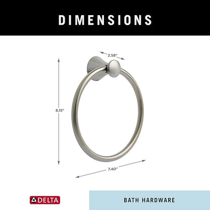 Delta Lahara (1-Pack) Hand Towel Holder Brilliance Stainless Steel Towel Racks for Bathroom Wall Round Towel Ring Holder for Bath Towel Hanger for Kitchen, Bathroom Accessories 73846-SS