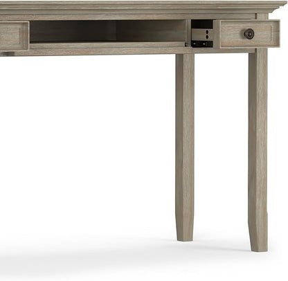 SIMPLIHOME Amherst Desk - 54-Inch Wide Solid Wood Writing Desk in Distressed Grey, Transitional Home Office Computer Table for Workspace or Study with 2 Drawers and Flip-Down Keyboard Tray