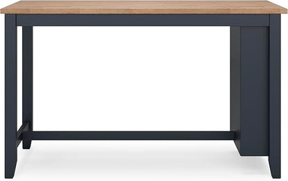 Signature Design by Ashley Gesthaven Modern Counter Height Dining Table with 3 Shelves and Trestle Base, Light Brown & Blue
