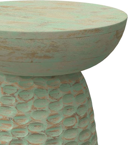 SIMPLIHOME Boyd 13-inch Wide Solid Mango End Table in Green Wash, Contemporary-Style Accent Table for Living Room, Bedroom, or Family Room, Assembled