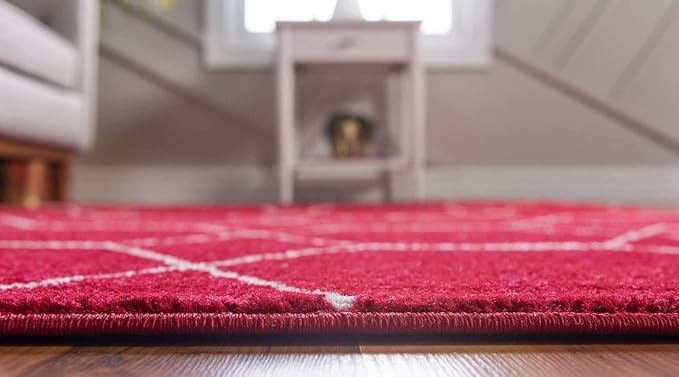 Unique Loom Trellis Frieze Collection Area Rug - Geometric (8' Round, Red/ Ivory)